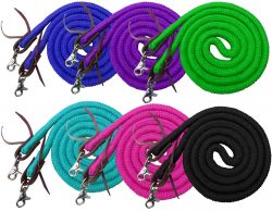 Showman 8ft braided soft cotton barrel reins with scissor snap ends